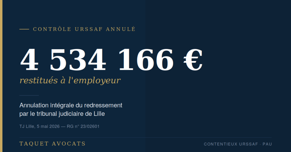 URSSAF ANNULATION REDRESSEMENT CONTROLE AVOCAT