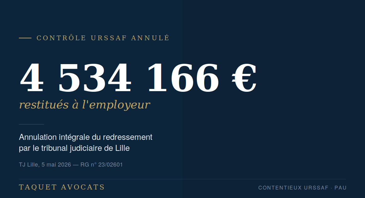 URSSAF ANNULATION REDRESSEMENT CONTROLE AVOCAT